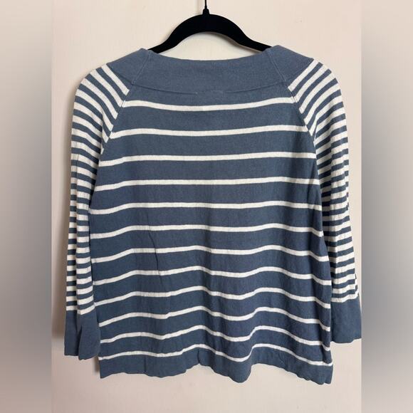 Thought Blue & White Striped Sweater Women’s Large - Picture 5 of 6